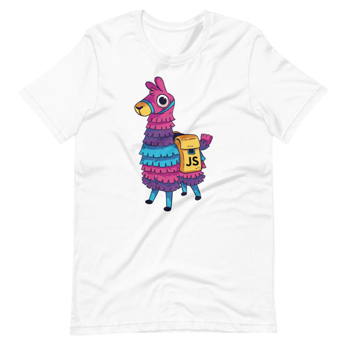 JavaScript Llama Short-Sleeve Unisex T-Shirt (White)